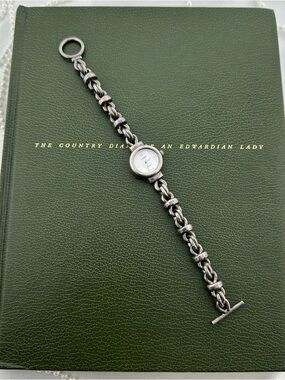 Sterling Silver Chain Bracelet Watch with Mother of Pearl Dial